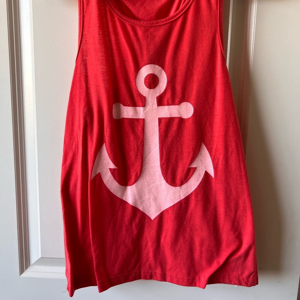 Pink razor back anchor tank top